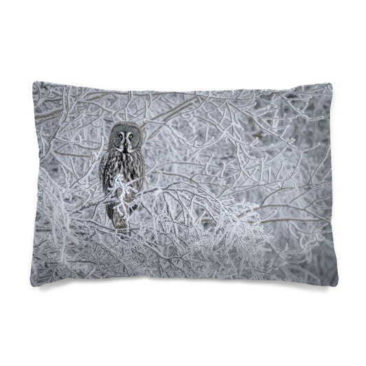 Frosty Great Grey Owl Pillow Case