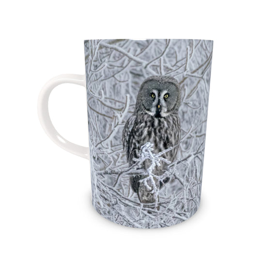 Frosty Great Grey Owl - China Bone Mug